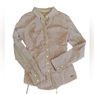 Guess Tie Back Button Down Shirt - Womens Size Large - Red and White Striped